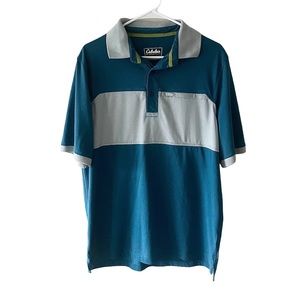Cabela's Worlds Foremost Outfitters Mens Polo Shirt Size L Short Sleeve Blue